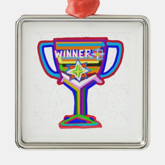Sieger-Herz: Vintage Trophäe 3 Silbernes Ornament (Vorne)