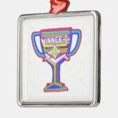 Sieger-Herz: Vintage Trophäe 3 Silbernes Ornament (Links)