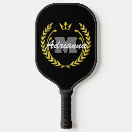 Sieger-Kranz-Monogramm und Name BlackBG Pickleball Schläger