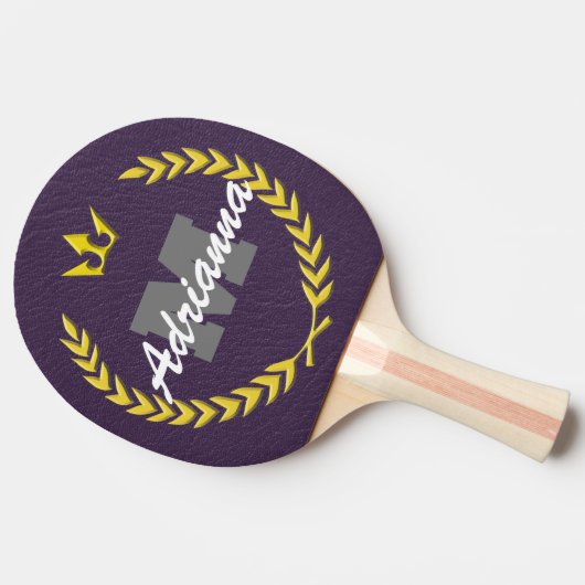 Sieger-Kranz-Monogramm und Name lilaBG Tischtennis Schläger (Seitenansicht)