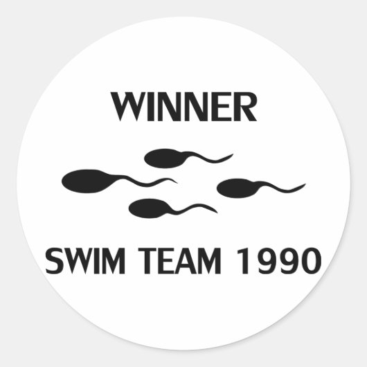 Sieger-Schwimmteam Ikone 1990 Runder Aufkleber (Vorderseite)