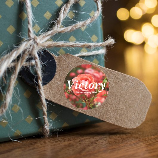 Siegermächtigung 20:4 Verse Elegant Rosa Rose Runder Aufkleber