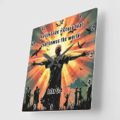 Siegesergebnisse: Welt durch Glauben Quadratische Wanduhr (Winkel)