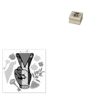 Siegessymbol Hand Widerstand Rot Dreieckssymbol Gummistempel