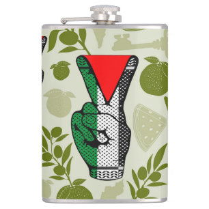 Siegessymbol Hand Widerstand rotes Dreiecksymbol Flachmann