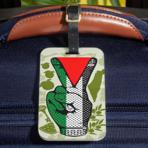 Siegessymbol Hand Widerstand rotes Dreiecksymbol Gepäckanhänger