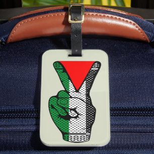 Siegessymbol Hand Widerstand rotes Dreiecksymbol Gepäckanhänger