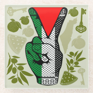 Siegessymbol Hand Widerstand rotes Dreiecksymbol Glasuntersetzer