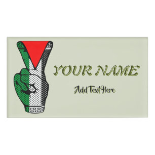 Siegessymbol Hand Widerstand rotes Dreiecksymbol Namenschild