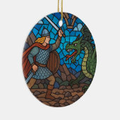 Siegfried kämpft gegen den Drachen Keramik Ornament (Rechts)