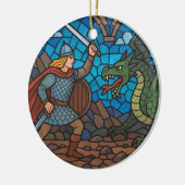 Siegfried kämpft gegen den Drachen Keramik Ornament (Links)