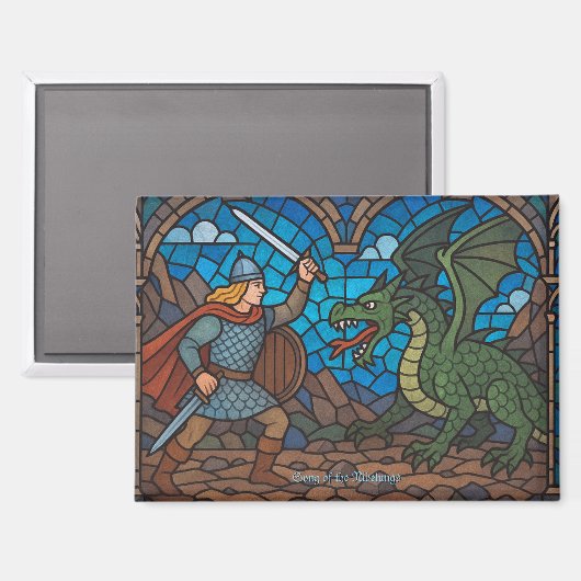 Siegfried kämpft gegen den Drachen Magnet (Vorderseite/Rückseite)