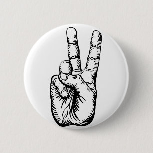 Sieggruß oder Friedenszeichen Button