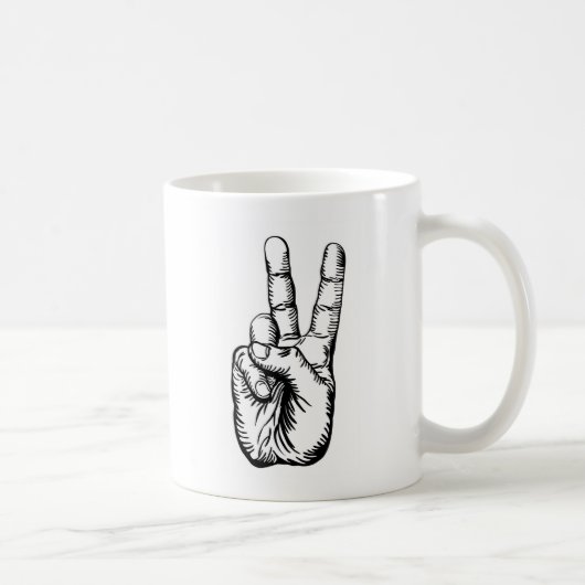 Sieggruß oder Friedenszeichen Kaffeetasse (Rechts)