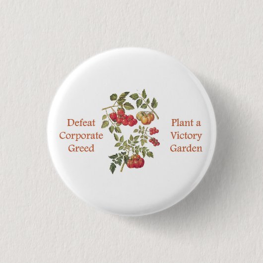 Siegreicher Gemüsegarten-Tomaten-Tragetasche Button (Vorderseite)