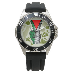 Siegreiches Handzeichen Widerstand Rot Symbol Drei Armbanduhr