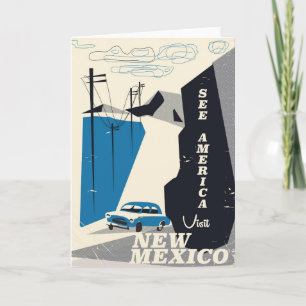 Sieh Amerika - New Mexico Vintage Reiseplakat Feiertagskarte