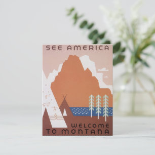 Sieh Amerika Willkommen in Montana, Vintage Reise