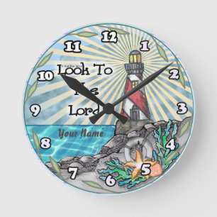 Sieh christlicher Leuchtturm  Runde Wanduhr