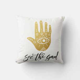 Sieh das Gute Hamsa Kissen