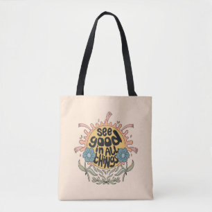 Sieh das Gute in allen Dingen Hippie-Grafik Tasche