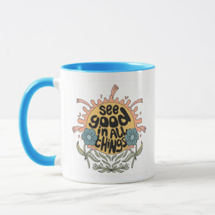 Sieh das Gute in allen Dingen Hippie-Grafik Tasse