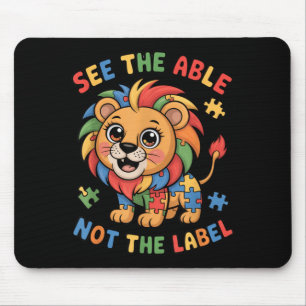 Sieh das Können, nicht das Etikett Puzzle Löwe Aut Mousepad