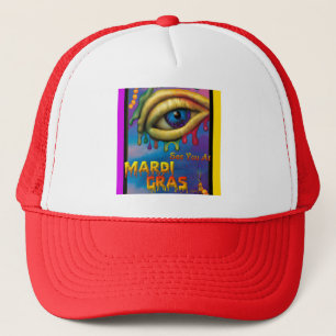 Sieh dich auf Mardi Gras Auge Truckerkappe