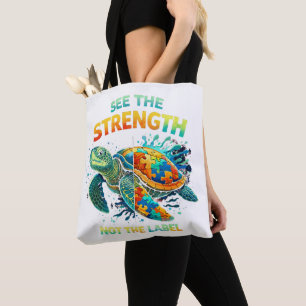Sieh die Stärke Turtle Autismus Akzeptanz Tasche
