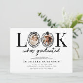 Sieh dir an wer graduiert ist Foto Abschlussfeier Einladung (Stehend Vorderseite)