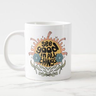 Sieh Gutes in allen Dingen Hippie-Grafik Jumbo-Tasse