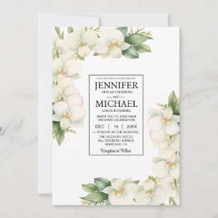 SIEH HINTEN All-In-One Weiße Orchideen Hochzeit Einladung