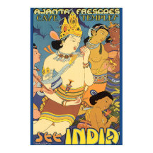 Sieh Indien Höhlentempel Vintage Reiseplakat
