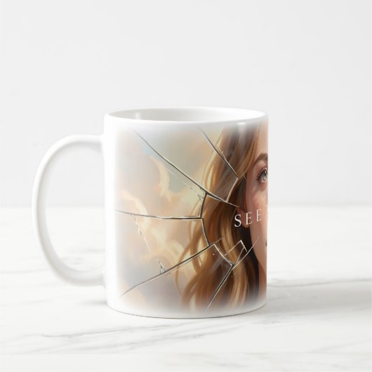 👁️ Sieh Tiefer Zerbrochener Glas Keramik Becher Kaffeetasse (Links)