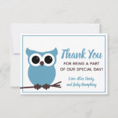 Sieh, wer fast fällig ist! Blue Owl Dankeschön Car Dankeskarte (Vorderseite)