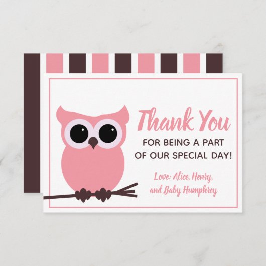 Sieh, wer fast fällig ist!  Rosa Ohr Dankeskarte (Vorne/Hinten)