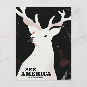 Siehe America Fly International Stag Urlaubsposter Postkarte