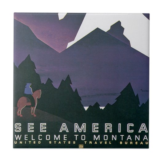 Siehe Amerika ~ Willkommen in Montana Fliese (Vorderseite)