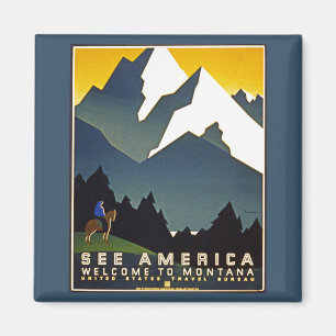 Siehe Amerika - Willkommen in Montana Magnet