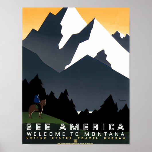 Siehe Amerika - Willkommen in Montana - WPA Poster (Vorne)