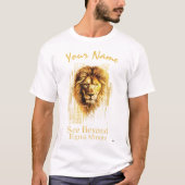 Siehe Beyond - Digital Mirage | Cyberpunk Lion Art T-Shirt (Vorderseite)