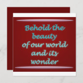 Siehe das SchönheitGedicht Kunst Einladung (Vorne/Hinten)