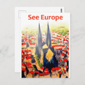 Siehe Europa, Vintage Reise Postkarte (Vorne/Hinten)