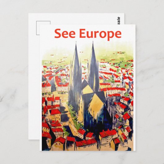 Siehe Europa, Vintage Reise Postkarte (Vorne/Hinten)
