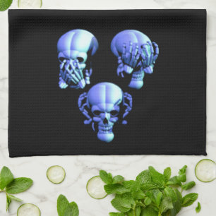 Siehe Hear Speak No Evil Skulls Küchentuch