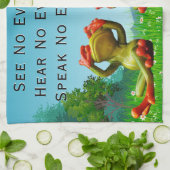 Siehe Hörgeräusch ohne bösen Frosch Humorisch Geschirrtuch (Gefaltet)