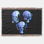 Siehe Hörreflexe ohne böse Skulls werfen Blanket Decke (Vorderseite)