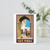 Siehe India Vintage Travel Poster wiederherstellen Postkarte (Stehend Vorderseite)