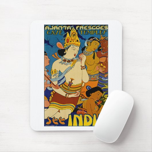Siehe Indien ~ Ajanta Frescoes Mousepad (Mit Mouse)