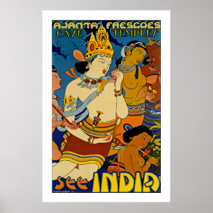 Siehe Indien - Ajanta Frescoes Poster